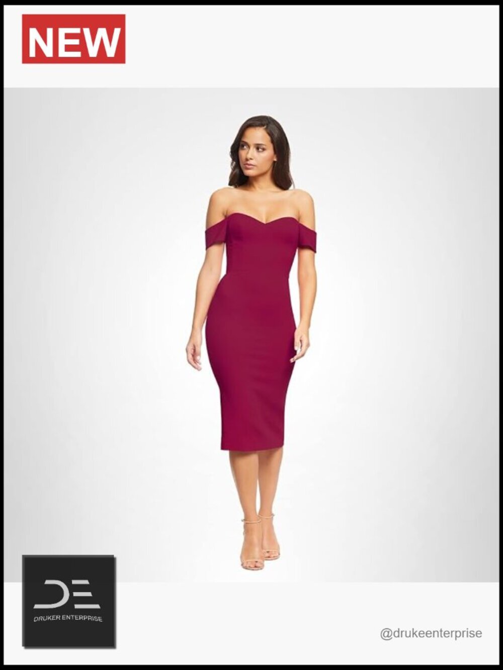 Cold-Shoulder Cocktail Dress - Bodycon Midi Sheath